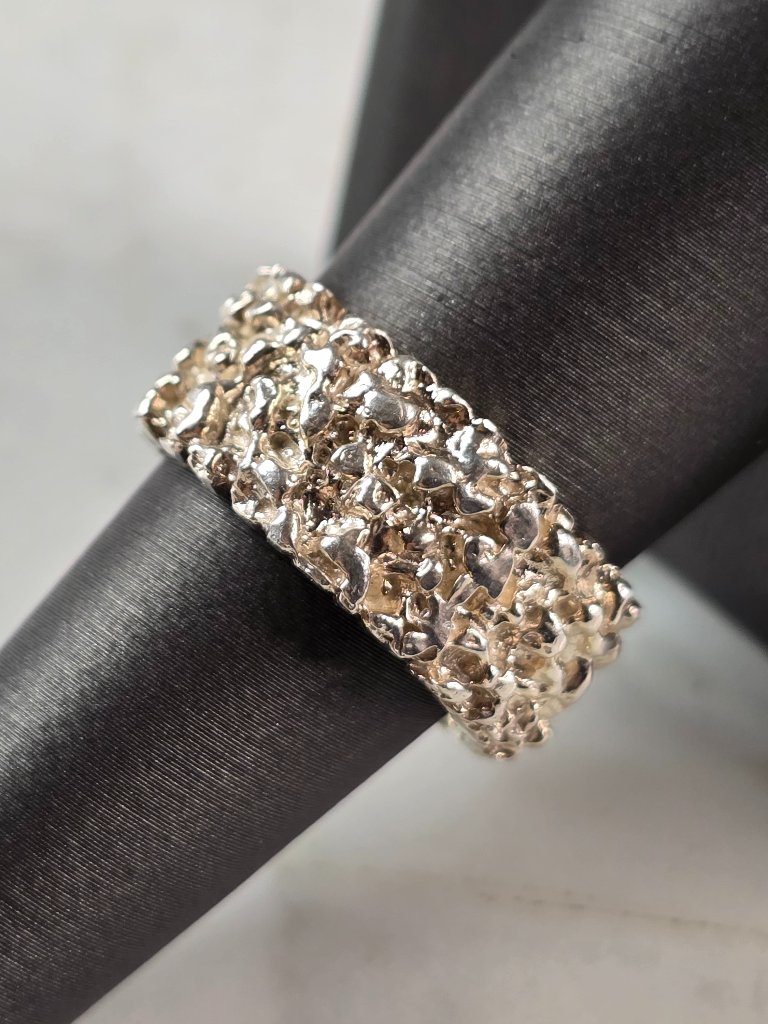 Mens Vintage Estate Sterling Silver Nugget Style Ring 101g E899